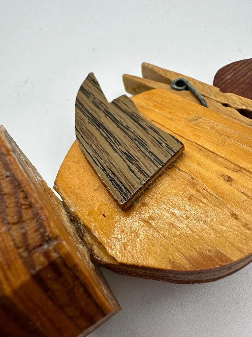 Hand Crafted Wooden Bear Candle Holder & Duck that holds cards. Folk Art